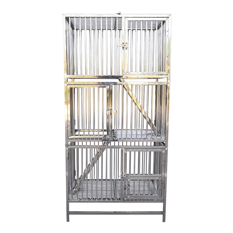 Stainless steel three-layer cat cage