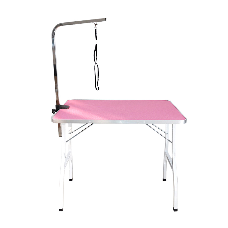 Stainless Steel Legs Pink Folding Pet Grooming Table