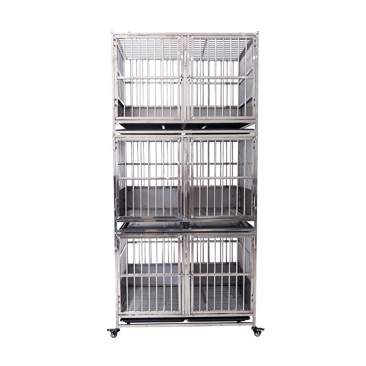 3-story 6-door stainless steel folding dog cage