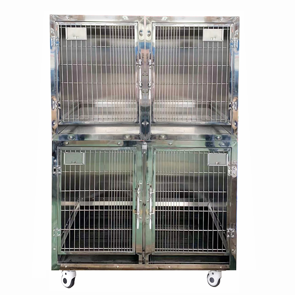 Heavy duty stainless steel removable veterinary cage 1 large cage with 2 small cages